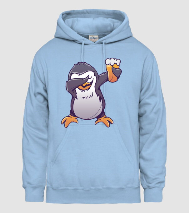Pinguin cu Bere DAB model albastru deschis pe tricou
