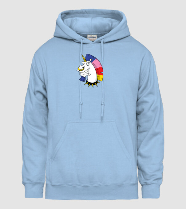 Punk unicorn model albastru deschis pe tricou