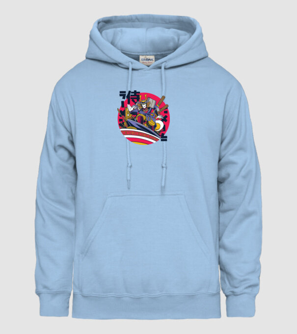 Samurai Ramen Surf model albastru deschis pe tricou