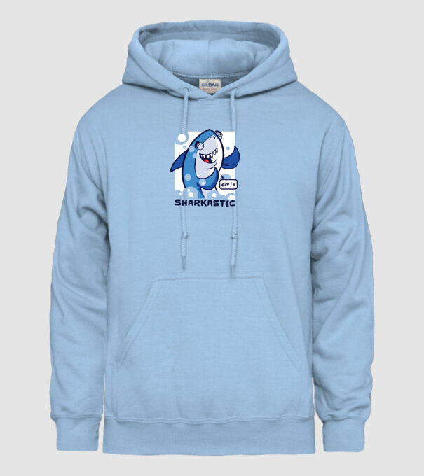 Sharkastic - Rechinul sarcastic model albastru deschis pe tricou