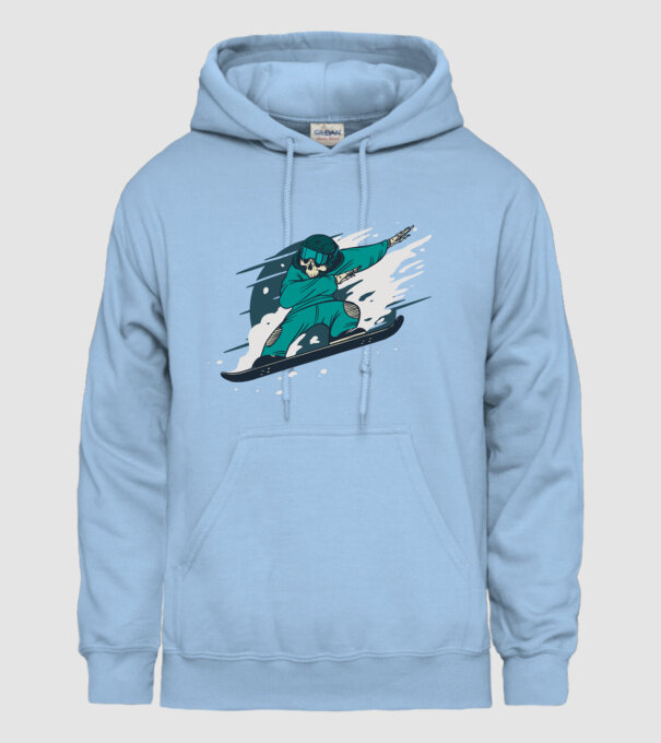 Schelet Snowboard DAB model albastru deschis pe tricou