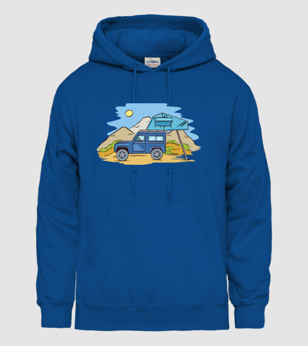 Mașină de camping model albastru regal pe tricou