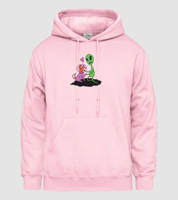 Alien cu câine model roz deschis pe tricou