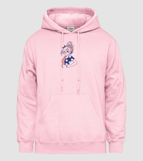 fată Americană Anime model roz deschis pe tricou