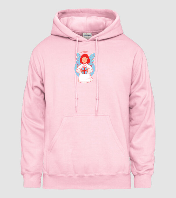 Înger cu un cadou model roz deschis pe tricou