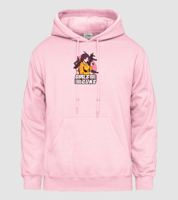 Anime fată cu armă model roz deschis pe tricou