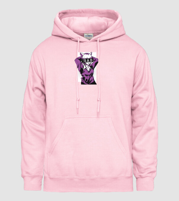 Anime fată tristă model roz deschis pe tricou