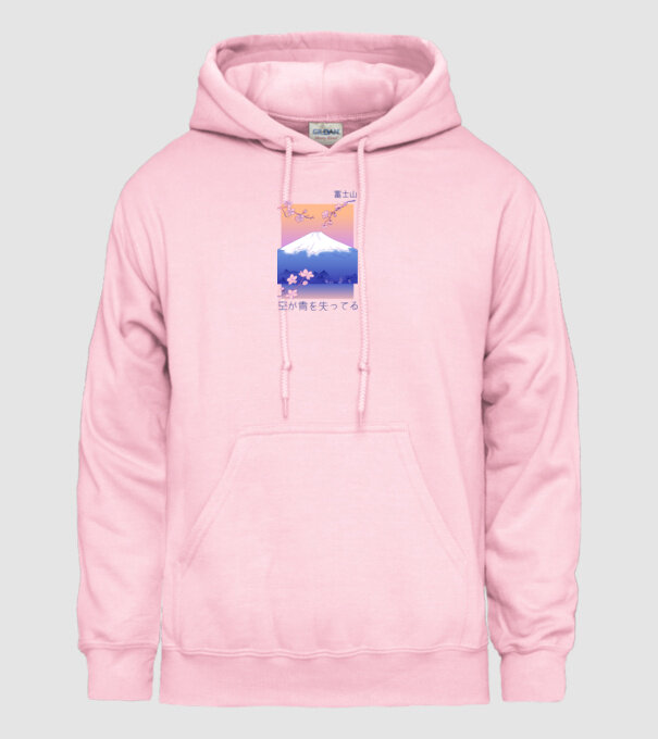 Anime Vaporwave munte model roz deschis pe tricou