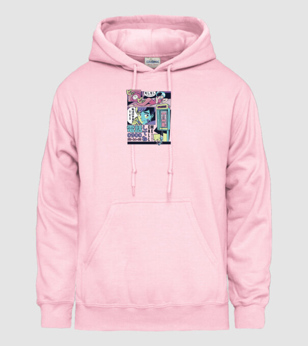 Anime Vaporwave benzi desenate model roz deschis pe tricou
