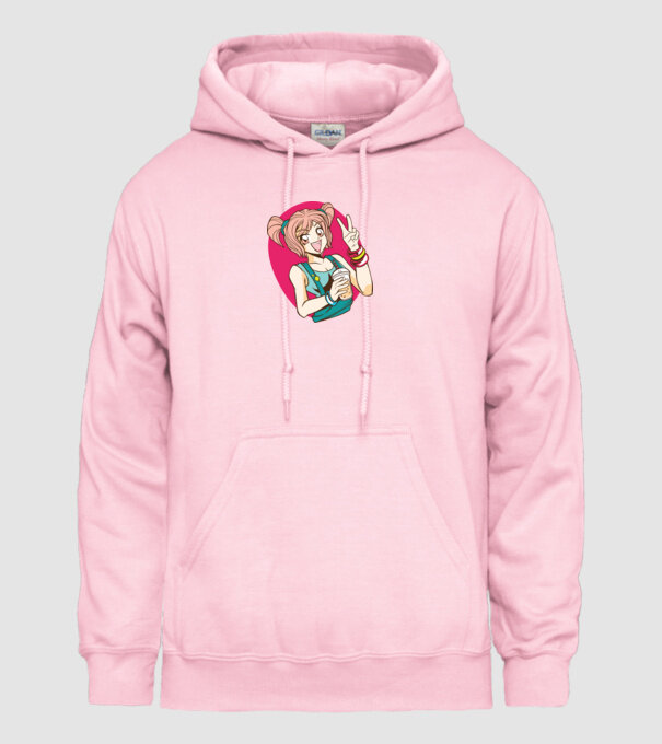 Bobba fată Anime model roz deschis pe tricou