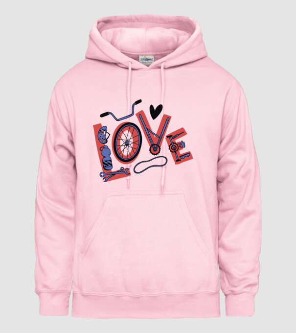 Love Bicicletă model roz deschis pe tricou