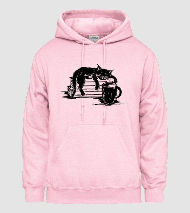 Pisică și cafea model roz deschis pe tricou