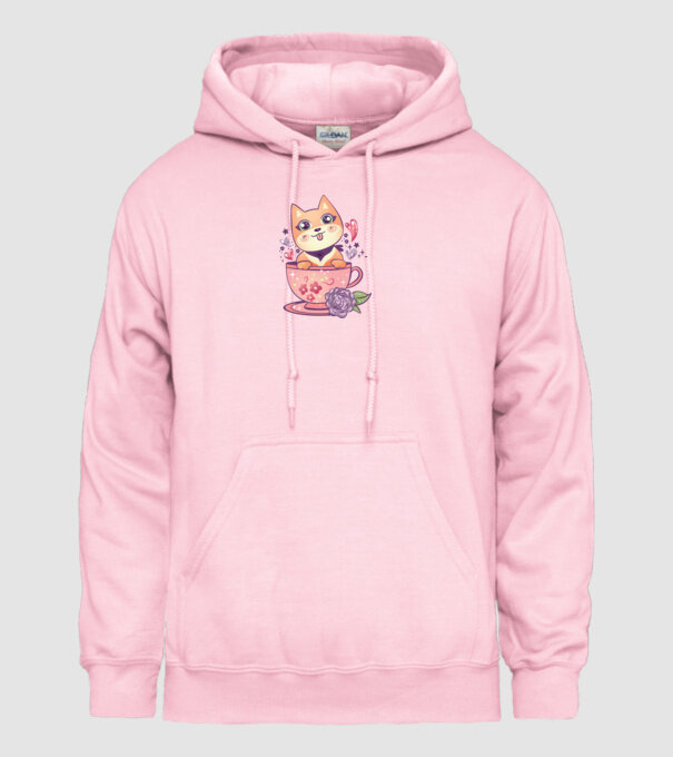 Câine drăguț Anime model roz deschis pe tricou