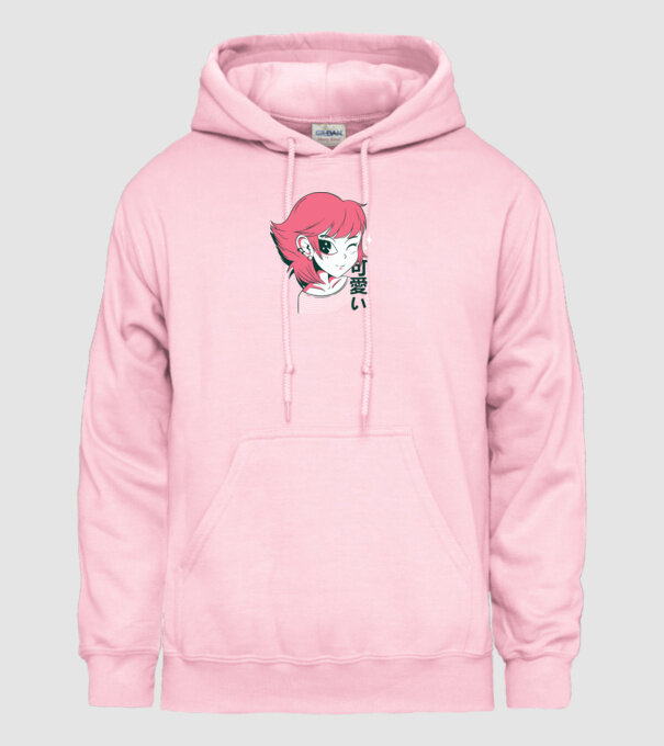 Fată drăguță Anime model roz deschis pe tricou
