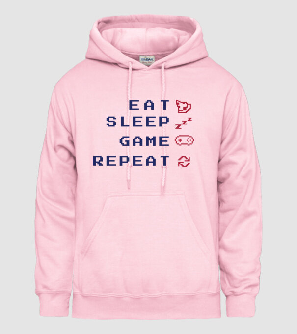 Eat Sleep Game Repeat model roz deschis pe tricou