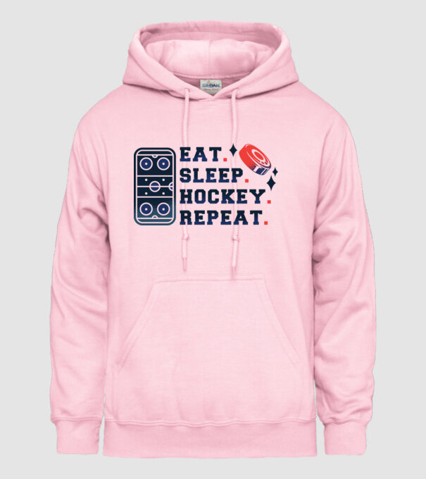 Eat Sleep Hockey Repeat model roz deschis pe tricou