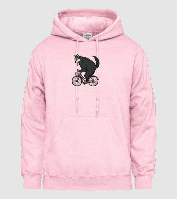 Lup pe bicicletă model roz deschis pe tricou