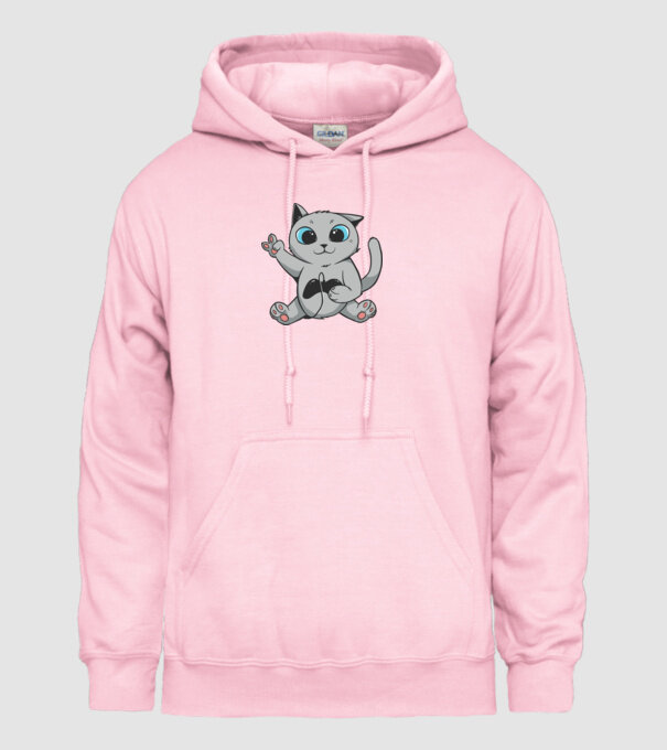 Pisică Gamer model roz deschis pe tricou