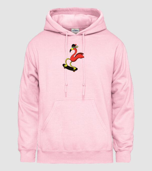 Flamingo Skateboarder model roz deschis pe tricou