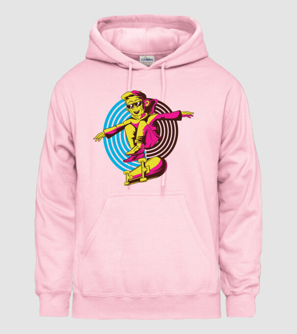 Maimuță Skateboarder model roz deschis pe tricou