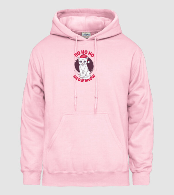 Ho Ho Ho Ho Ho Ho Ho Meow Meow Crăciun cu pisică model roz deschis pe tricou