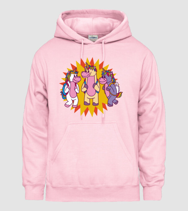 Unicorni școlari model roz deschis pe tricou