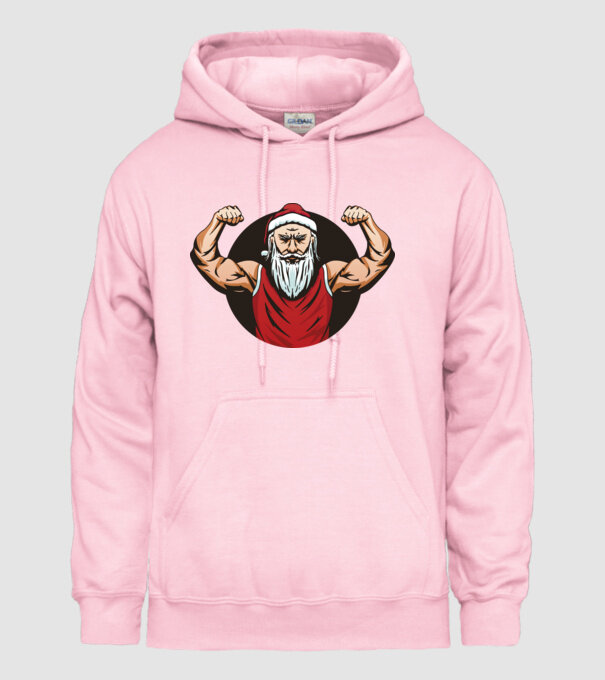 Moș Crăciun musculos model roz deschis pe tricou