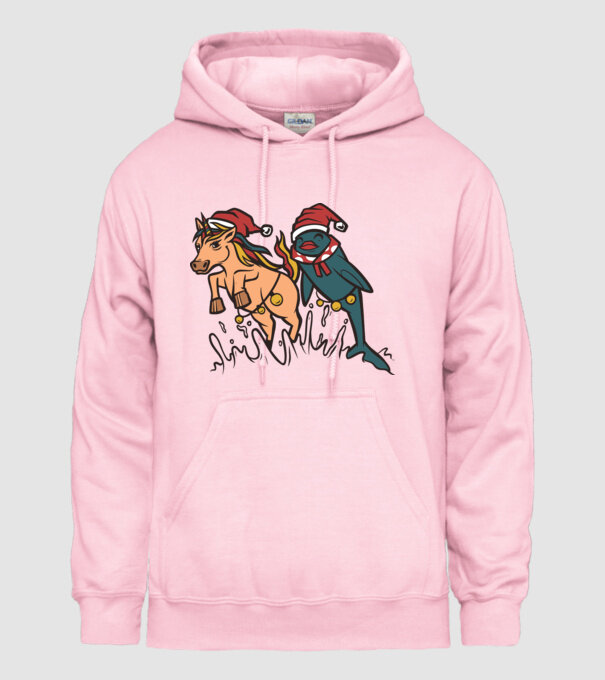 Animale de Crăciun model roz deschis pe tricou
