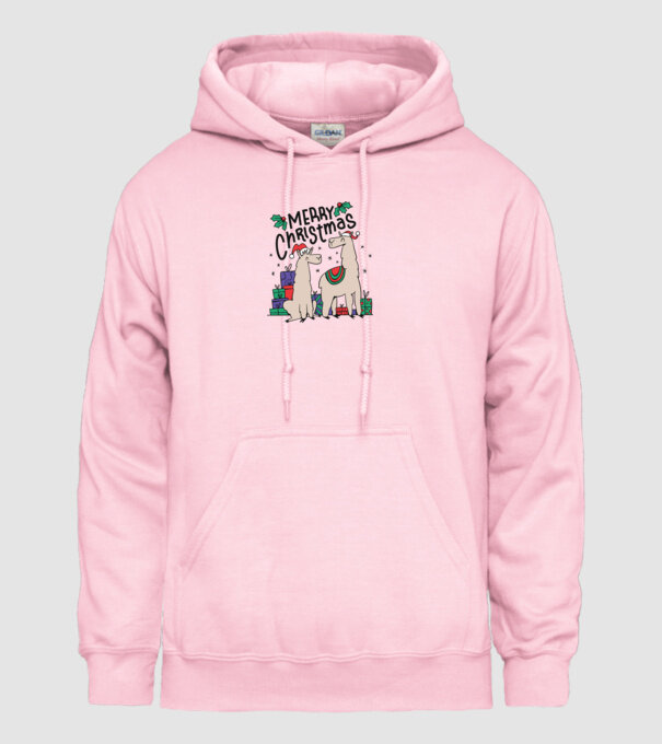 Alpaca de Crăciun model roz deschis pe tricou