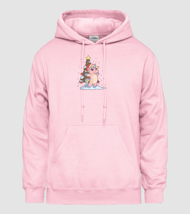 Unicorn de Crăciun model roz deschis pe tricou