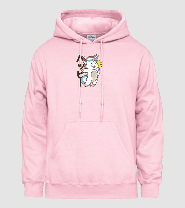 Kawaii unicorn model roz deschis pe tricou