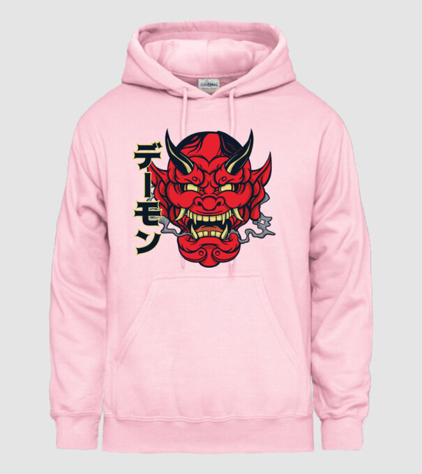 Mască demon chinez model roz deschis pe tricou