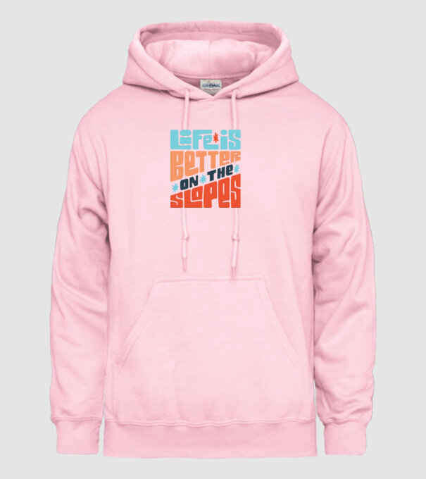 Life is better on the slopes - Snowboard model roz deschis pe tricou