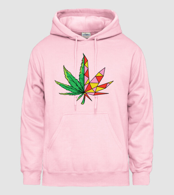 Frunză de marijuana model roz deschis pe tricou