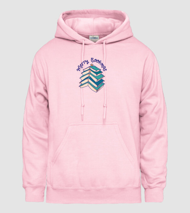 Merry Bookmas Crăciun cu cărți model roz deschis pe tricou