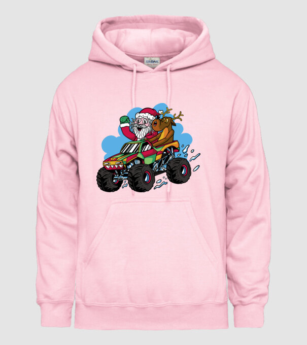 Monster Truck Moș Crăciun model roz deschis pe tricou