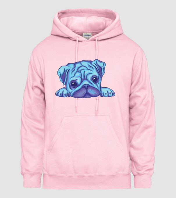 Cap de Mops acuarelă model roz deschis pe tricou