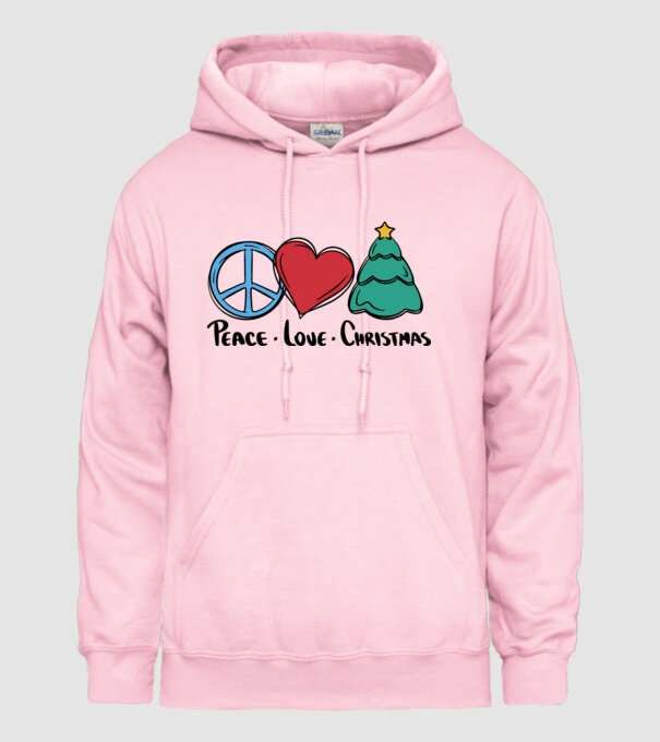 Peace Love Crăciun model roz deschis pe tricou