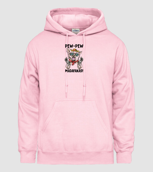 Pew Pew Pew Madafakas Chivava alb model roz deschis pe tricou