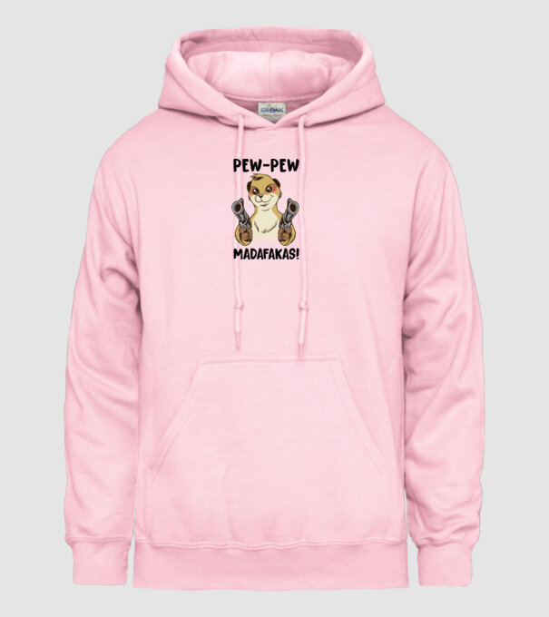Pew Pew Pew Madafakas Suricată alb model roz deschis pe tricou