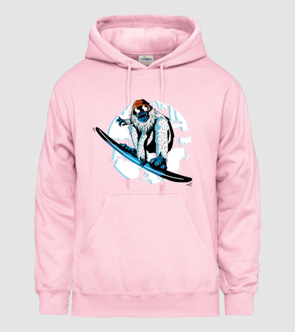 Yeti Snowboarder model roz deschis pe tricou