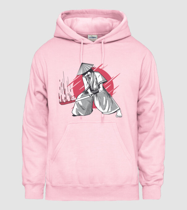 Sabie de samurai model roz deschis pe tricou