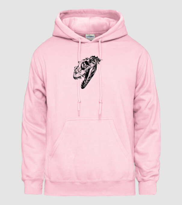Craniu T-rex model roz deschis pe tricou