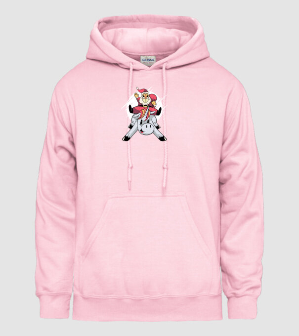 Moș Crăciun pe unicorn model roz deschis pe tricou