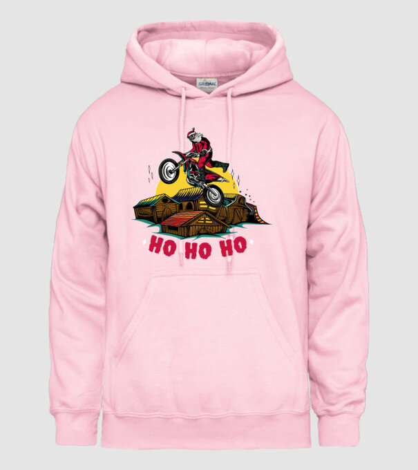 Moș Crăciun pe motocicletă Cross model roz deschis pe tricou