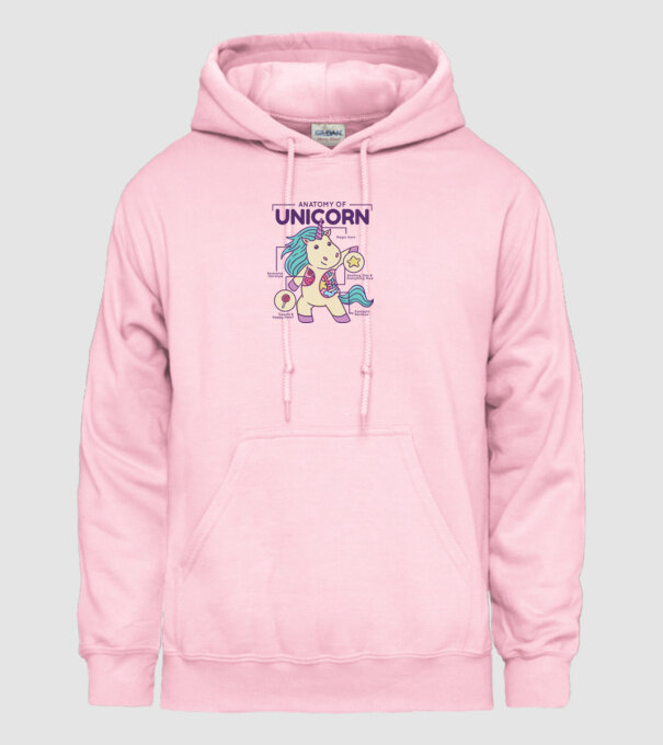 Unicorn Anatomie model roz deschis pe tricou