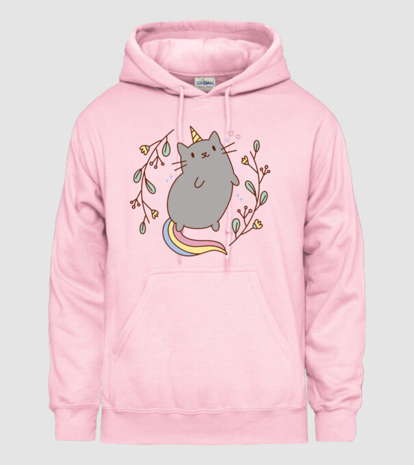 Pisică Unicorn model roz deschis pe tricou