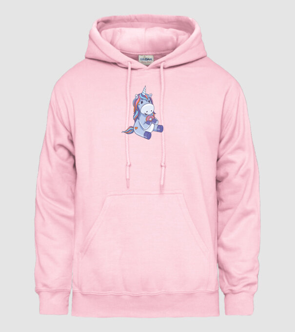 Unicorn cu gogoașă model roz deschis pe tricou