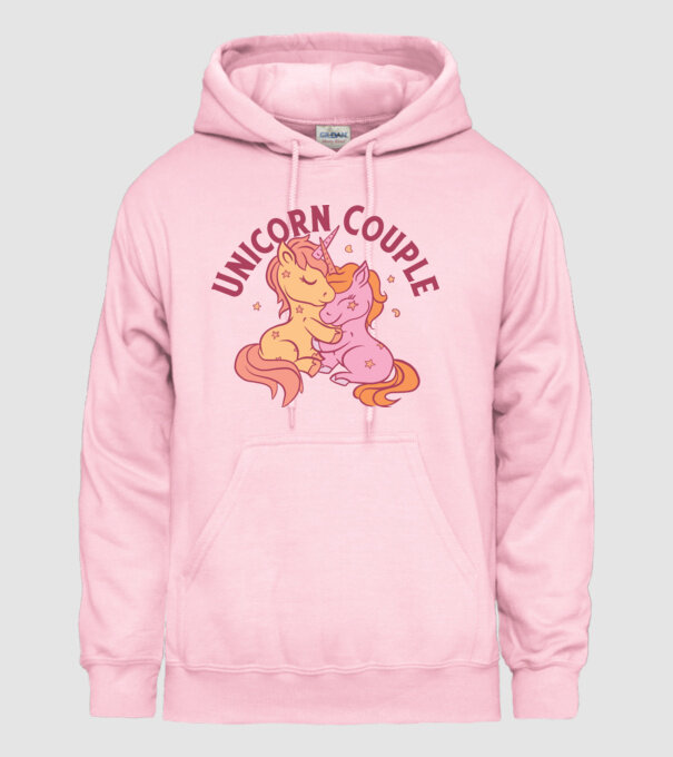 Pereche Unicorn model roz deschis pe tricou
