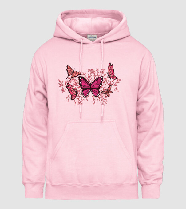 Fluturi cu flori model roz deschis pe tricou